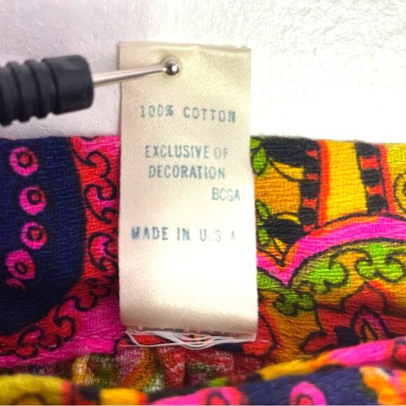 Vintage Maxi Skirt 1960s Paisley Bright Colors Pink Yellow S - Picture 9 of 11